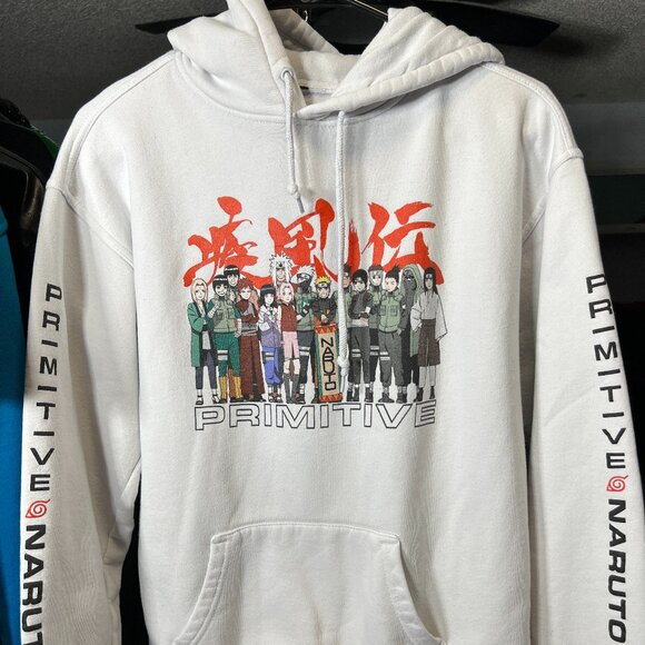 Naruto Shippuden Primitive Brand White Unisex Hoodie SZ Large - Picture 1 of 4
